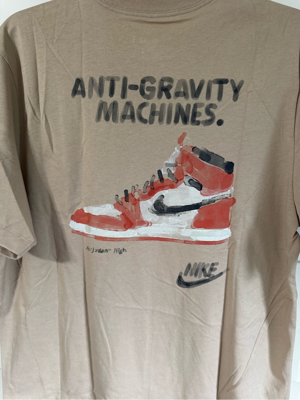 Nike Men’s Anti-Gravity Machines Graphic Tee - Tan with Red/White Shoe